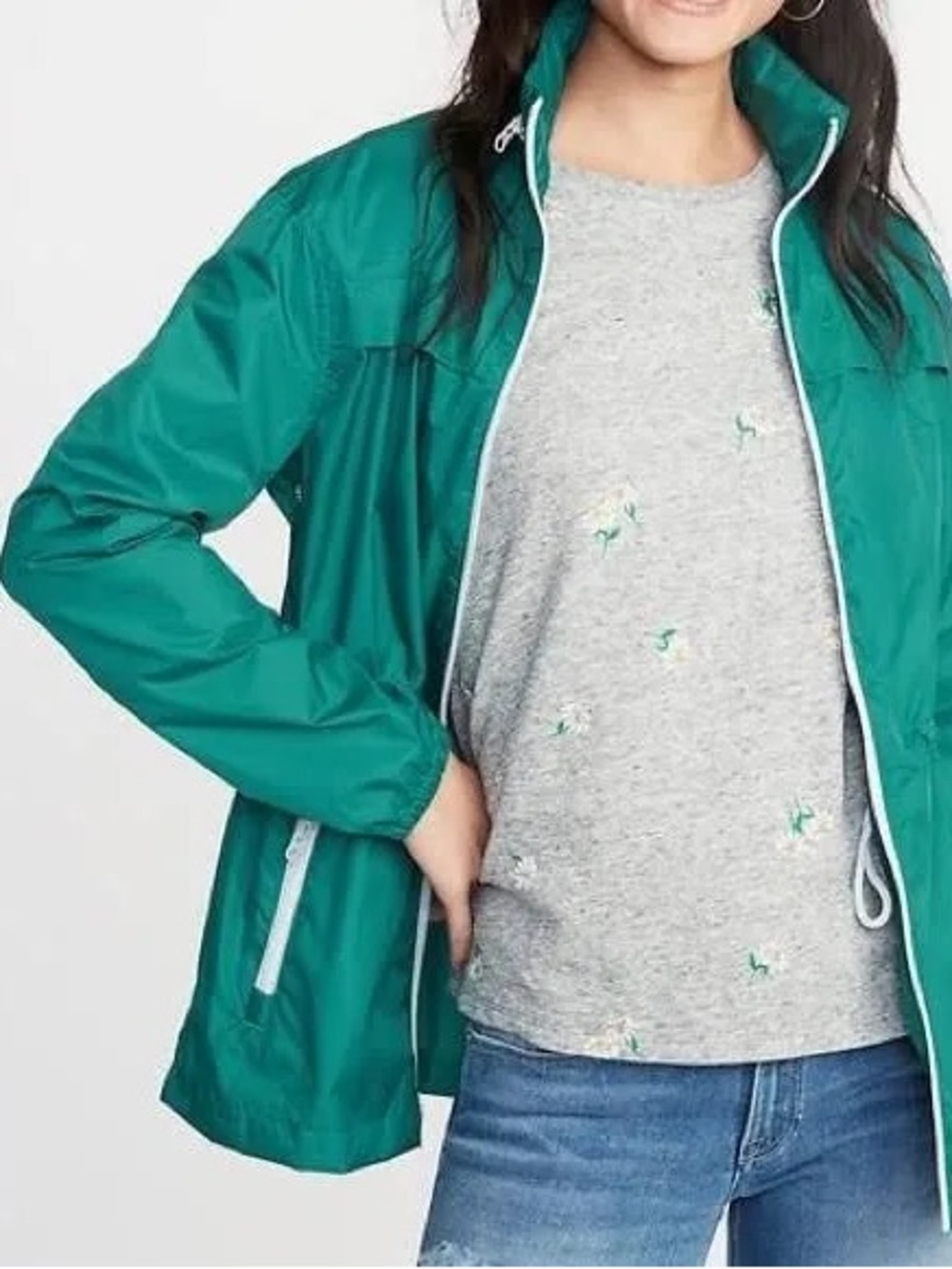 Old Navy Teal Lightweight Rain Jacket
